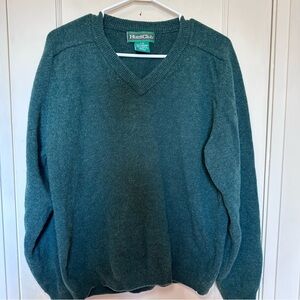 Hunt Club 100% Lambswool V-Neck Sweater, Vintage, Forest Green, Preppy, Cozy